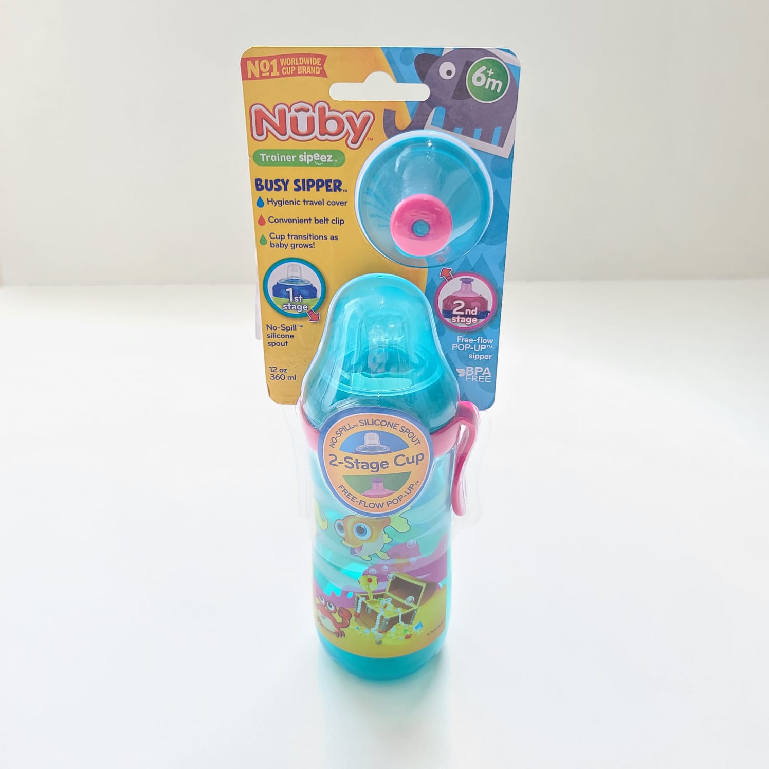 Vaso Nuby Entrenador Pop-Up 2 etapas 360 ml