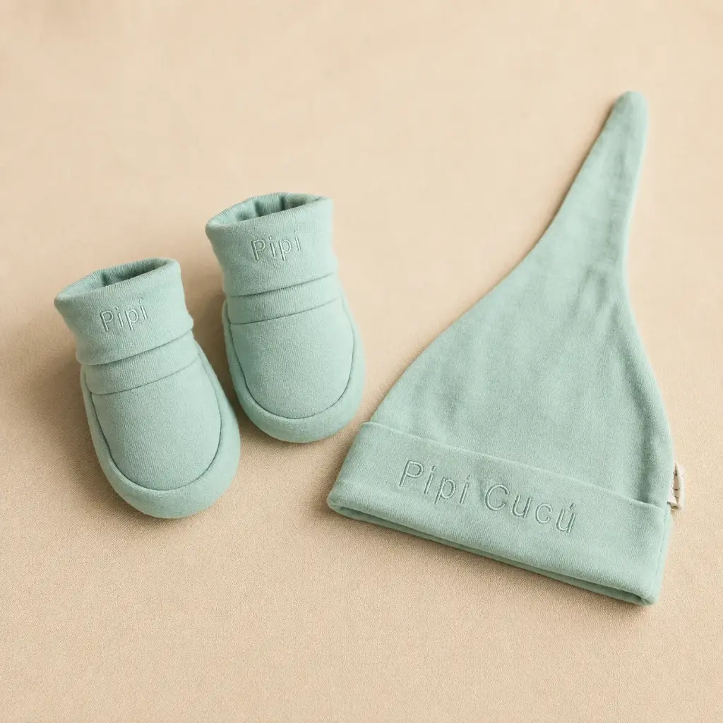 SET GORRO Y ESCARPINES VERDE