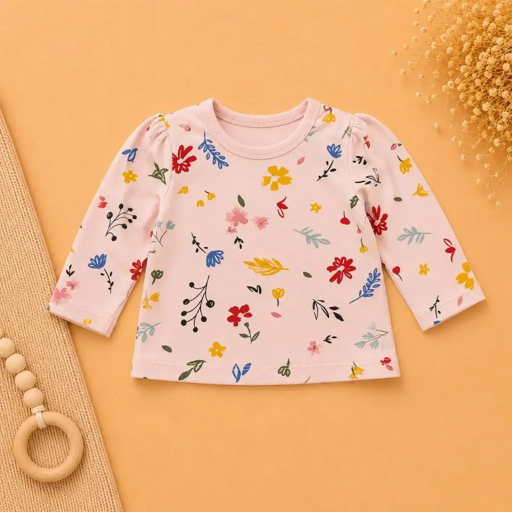 [HM-000779] REMERA FLORAL ROSA