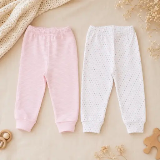 PANTALON ALGODON LUNARES ROSA