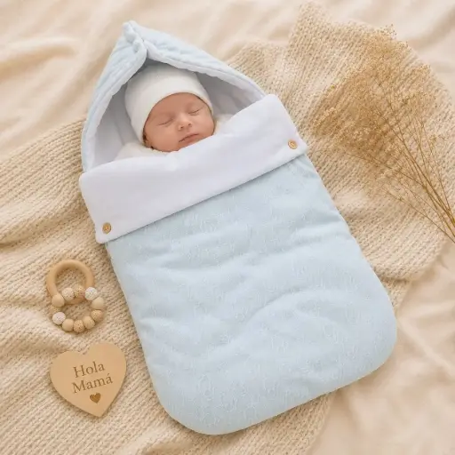 [HM-000541] PORTA ENFANT EN ALGODON CELESTE CLARO