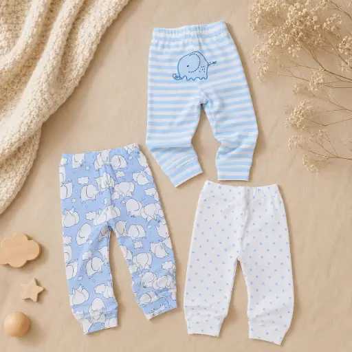 PANTALON ALGODON CELESTE X3